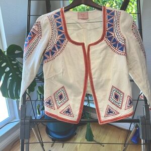 YSC Yessica Embroidered Open Front Jacket - Size 36